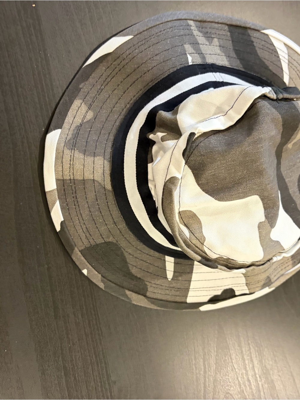 New Era Camouflage Bucket Hat in Black, Gray, White